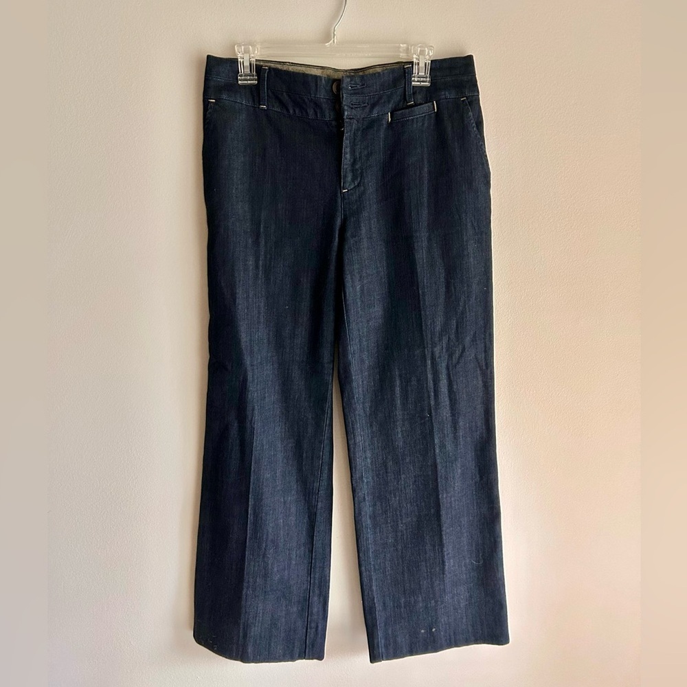 Y2K Motto Dark Wash Mid Rise Wide Leg Jeans
